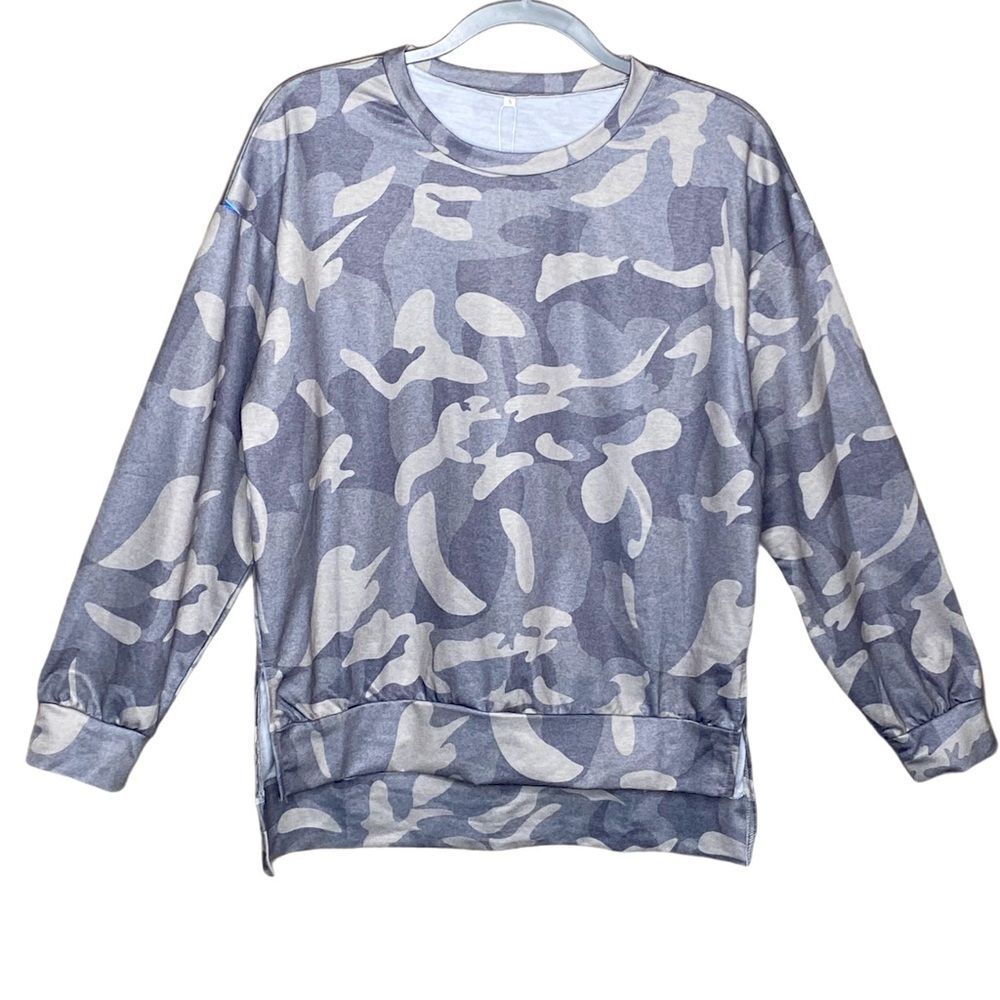 Camisa gray camo army sweatshirt blouse